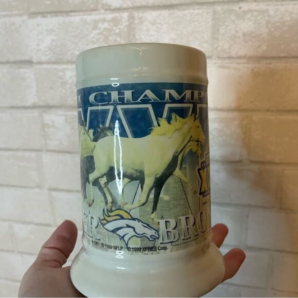 Vintage Tall Mug From Super Bowl XXXIII (33) Denver Broncos 1999 Ceramic - Picture 3 of 8